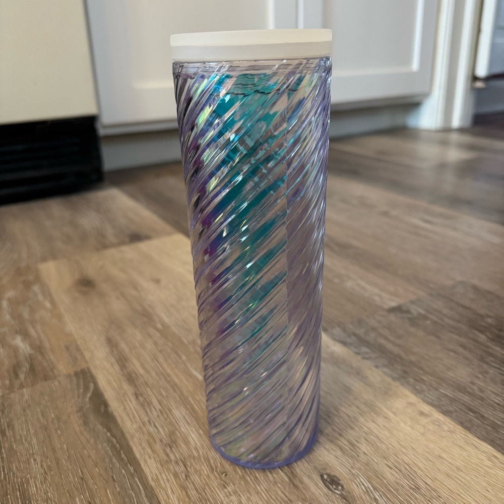 Starbucks Clear Iridescent Holiday Swirl 16 Oz Travel Mug Tumbler 2022 with Lid - Picture 2 of 7